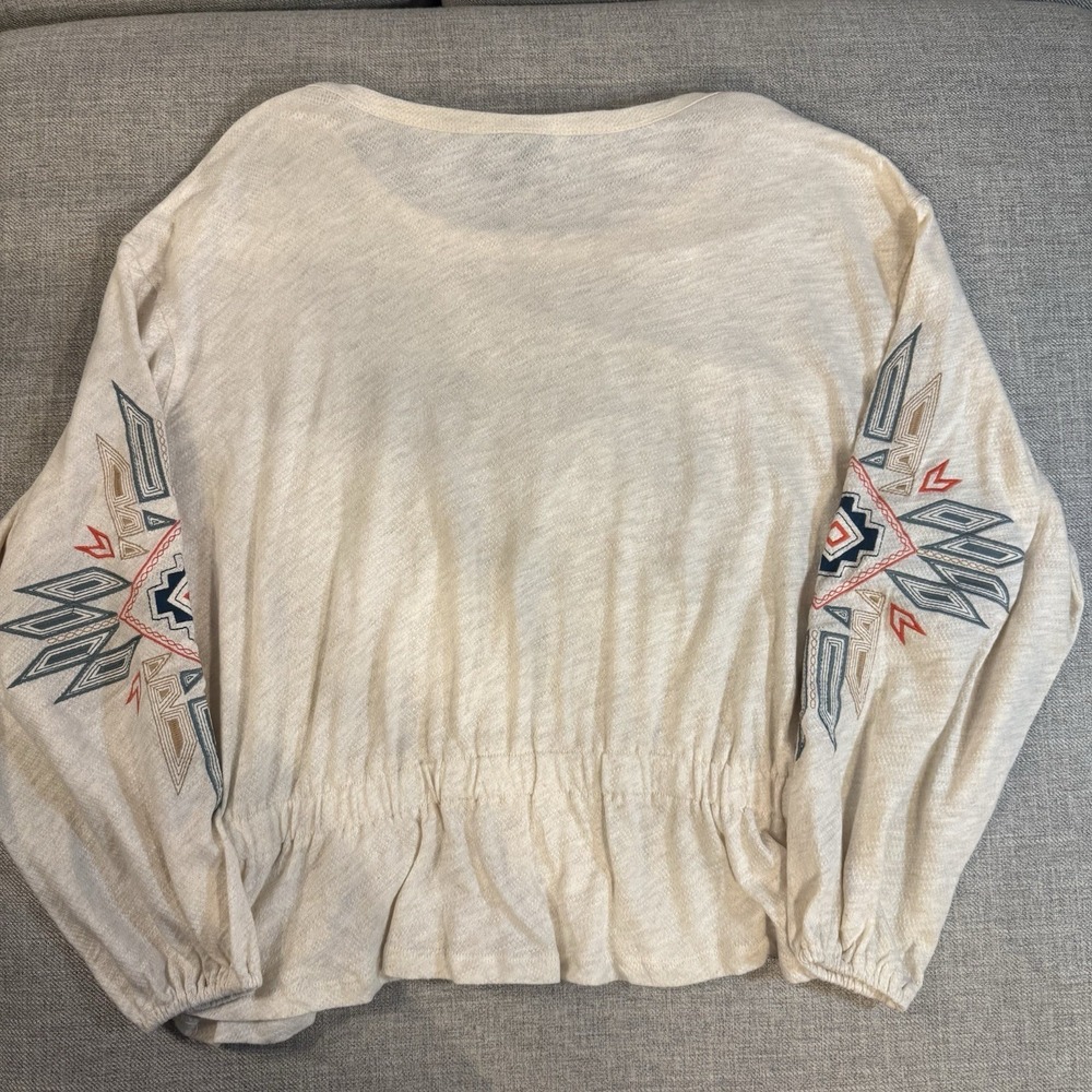 Wrangler Retro Embroidered Peasant Top Womens XL Boho Western Prairie Cream - Picture 13 of 13